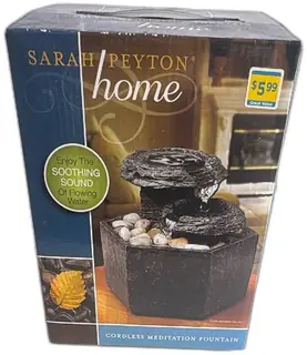 Sarah Peyton Home Cordless Meditation Tabletop Fountain Faux Slate Black New Boxed
