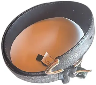 Fossil Mens Leather Belt 38 Gray Black With Silver Buckle Vintage Style New Tag