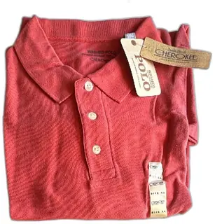 Cherokee Washed Polo Shirt XL Red 100 Percent Cotton Garment Washed New With Tags