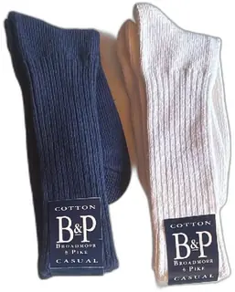 Broadmoor Pike B&P Cotton Casual Crew Socks Blue White Vintage Nordstrom USA