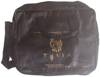 1991 APCO Tulsa Conference Black Vinyl Tote Bag Intergraph Promo Shoulder Bag