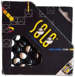Solo Game Vintage 1991 Blue Zebra Black White Marble Solitaire Puzzle