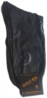 Gold Toe Black Dress Socks Style 219S Mens 10-13 Reinforced Toe Mercerized Cotton