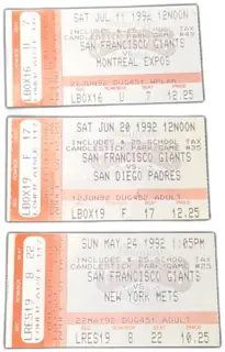 1992 San Francisco Giants Ticket Stubs Lot Candlestick Park Expos Padres Mets