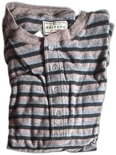 Arizona Jean Company XL Henley Shirt Brown Gray Black Stripe 100 Cotton Vintage NWT