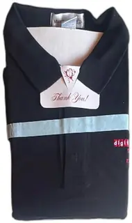Munsingwear Men’s Polo Shirt XL Black Digital Software Embroidery 100 Percent Cotton