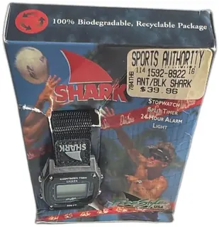 1994 Freestyle Shark Digital Sports Watch Countdown Timer Black 300FT With Box