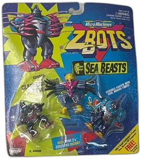 Micro Machines Z-Bots Sea Beasts 3 Pack Z Krushr Slymme Banakal 1994 Galoob