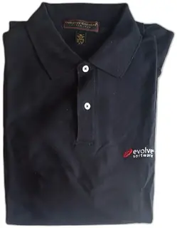 Country Cottons Circa 1985 Black Polo Shirt XL Evolve Software Embroidered Logo