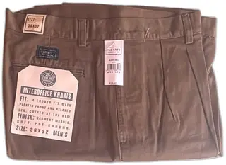 Old Navy Interoffice Khakis Mens 36x32 Loose Fit Pleated Front Brown Cotton New