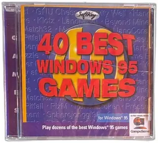 Softkey 40 Best Windows 95 Games CD-ROM Compilation Vintage 1996 Sealed PC