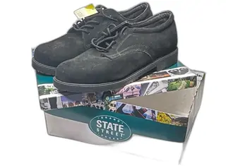 State Street Mens Black Leather Oxford Shoes Size 12M Rugged Outsole New