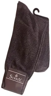 Surrey Mens Dress Socks Black Diamond Pattern Cotton Nylon Size 10-13 Made USA
