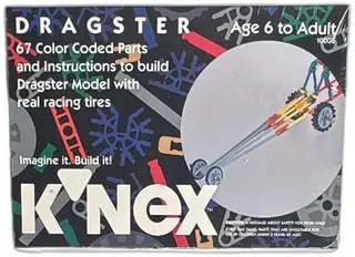 K'NEX Dragster 10006 Sealed 1992 Vintage Building Set 67 Piece Racing Tires