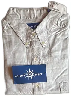 Points West Mens Button Down Shirt XL Long Sleeve White 100 Percent Cotton New Tag