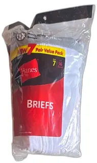 Hanes 100 Percent Cotton Mens Briefs 7 Pair Pack Size 36 White ComfortWeave Waistband