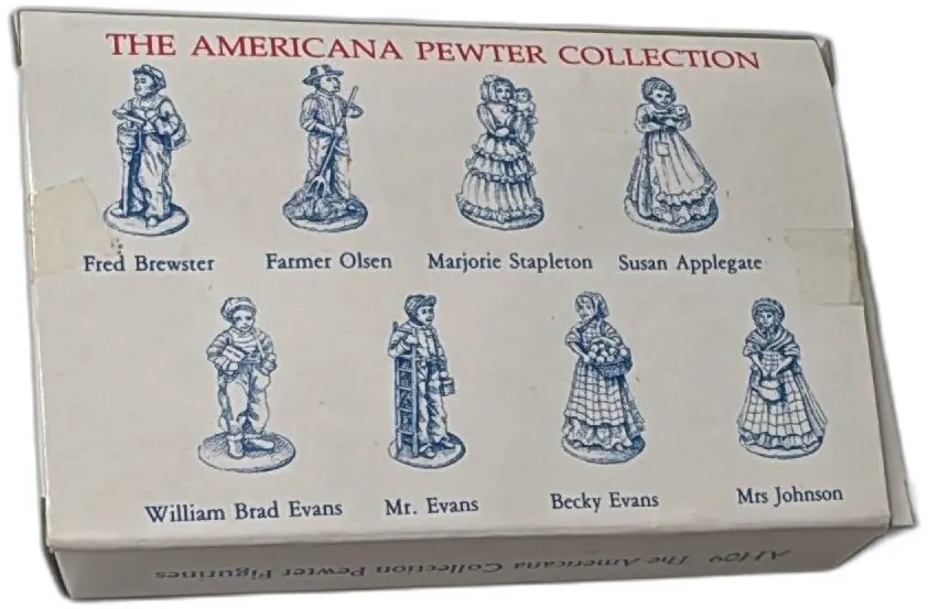 Americana Pewter Collection Set 8 Solid Pewter Figurines AH09 1991 IRS