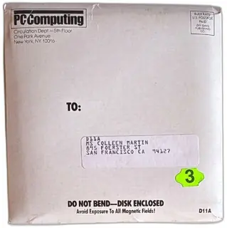 PC Computing Magazine Vintage Floppy Disk Mailer Envelope 1990s Disk Enclosed