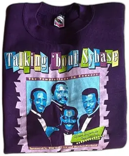 Vintage 90s Fruit Of The Loom XL Purple Talking Bout Sybase Temptations Sweat Suit Se