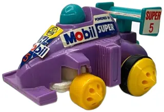 Vintage Mobil Super 5 Formula Plastic Toy Race Car Purple Yellow Wheels