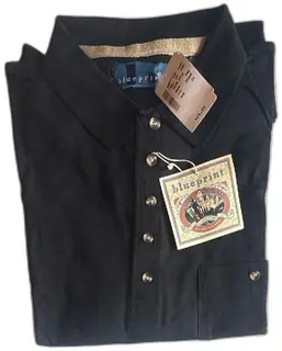 Blueprint City Trekker Black Cotton Polo Shirt XL New With Tags Vintage Menswear