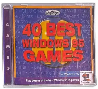 SoftKey 40 Best Windows 95 Games CD 1996 Complete Shareware PC Compilation Sealed