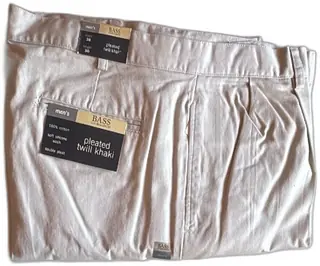 GH Bass Co Mens Pleated Twill Khaki Pants Dusty Khaki 38x30 New With Tags