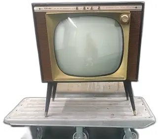 Silvertone Sears Roebuck Vintage Tube TV Mid Century 1960s Dual Speakers Brown Gold