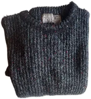 Christopher Hayes XL Chunky Knit Black Crewneck Sweater Vintage Wool Blend Taiwan