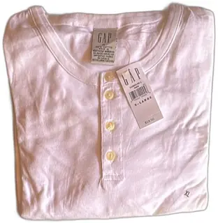 Gap White Short Sleeve Henley Shirt XL 100 Percent Cotton New With Tags Vintage