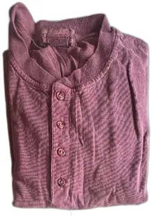 GreatLand Mens Henley T-Shirt 100 Percent Cotton Large Made In Peru Maroon