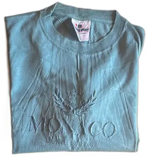 French Spirit Monaco Monte Carlo XL Blue Tee Vintage Unused Embroidered Logo Shirt