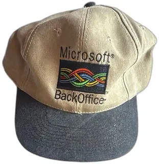 Vintage Microsoft BackOffice Promo Hat Weird Shot KC Caps Adjustable Khaki Black