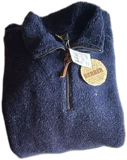 Club Room Berber Fleece Quarter Zip Indigo X Large Synthetic Wool Blend New