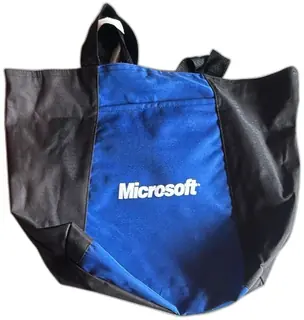 Microsoft Blue Black Promotional Tote Bag Large Logo Unused Long Term Storage