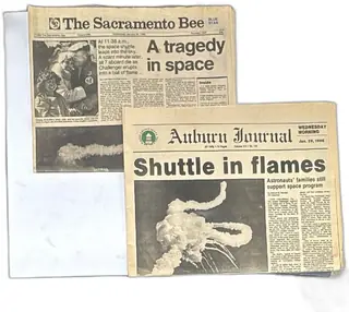 1986 Challenger Disaster Newspapers Sacramento Bee Auburn Journal Shuttle In Flames L