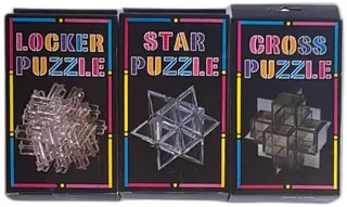 Vintage Made In Taiwan Locker Star Cross Clear 3D Plastic Puzzle Set 1980s