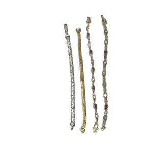 Lot 4 Sterling Silver 925 Gold Tone Gemstone Link Chain Bracelets Vintage