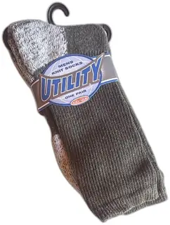 Utility Mens Knit Socks Size 10-13 Cotton Blend Green Gray New Vintage 1999
