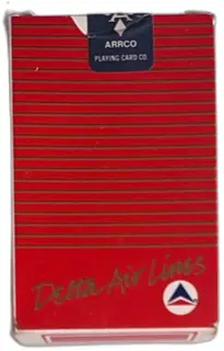 Delta Air Lines Arrco Vintage Playing Cards Red Stripe Sealed Deck 1970s Collectible
