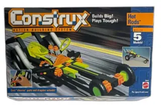 1996 Mattel Construx Hot Rods Action Building Set 98 Pieces New Sealed Box