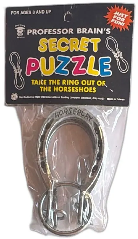 Professor Brain Secret Puzzle Horseplay Horseshoe Ring Vintage New Sealed