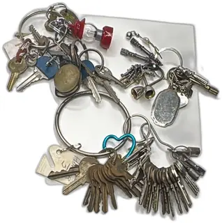 Large Mixed Lot Vintage Assorted Metal Keys Keychains Antique Tags Charms