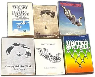 Vintage Parachuting Skydiving Instruction Book Lot Set 1970s 1980s Pat Works Poynter