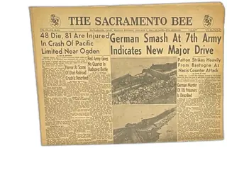 Sacramento Bee Newspaper January 1 1945 WWII Headlines Pacific Limited Crash Historic
