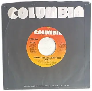 Barbra Streisand Barry Gibb 45 RPM Single Guilty Life Story Columbia 11-11390 1980