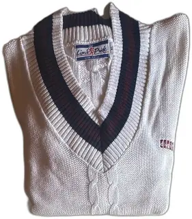 Vintage DEC Digital Knit Cricket Sweater XL Lion’s Pride White Cable Knit USA