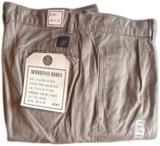 Khaki Corporation Interoffice Khakis Mens Pleated Pants Size 36x32 100 Percent Cotton