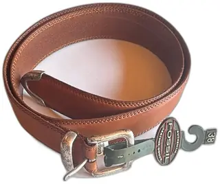 Fossil Mens Leather Belt Size 38 Brown Classic Buckle Authentic New Old Stock