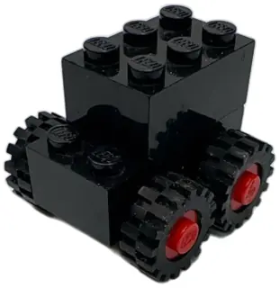 Vintage LEGO Classic Black Mini Car Vehicle Four Wheels Red Hubs 1970s